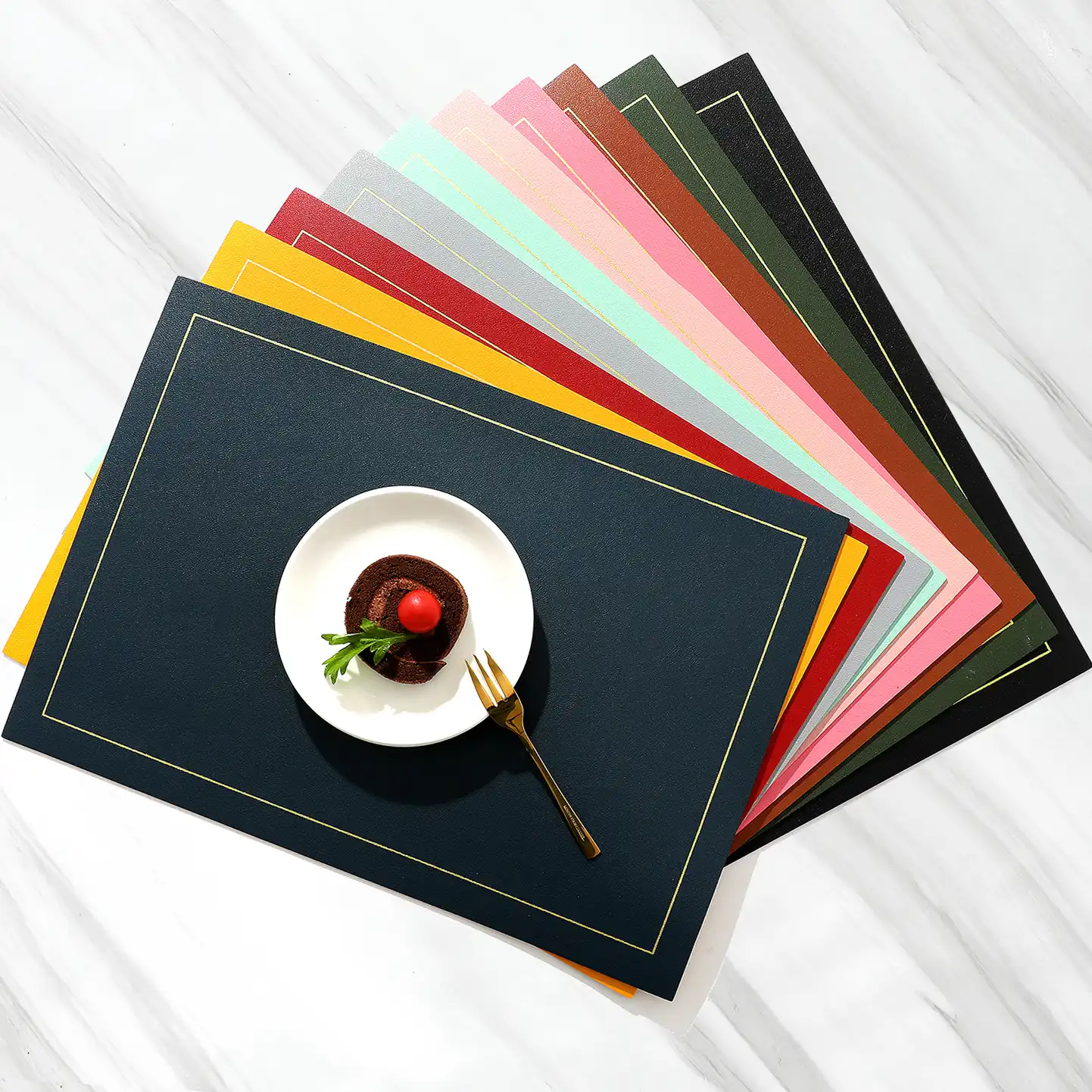 Nordic Solid Color PU Leather Table Mats | Waterproof