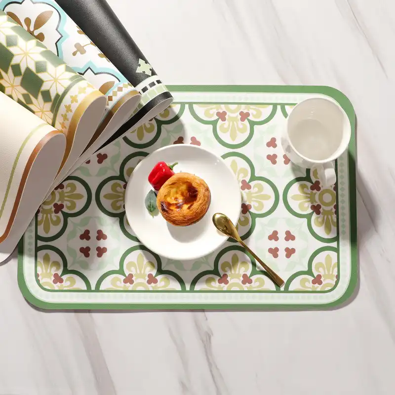 Vintage floral hand-painted leather placemats wholesale