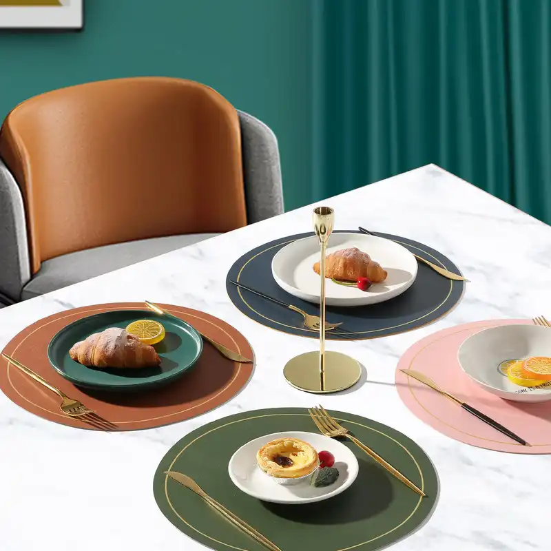 Wholesale extra-large round leather placemats | Waterproof and non-slip3