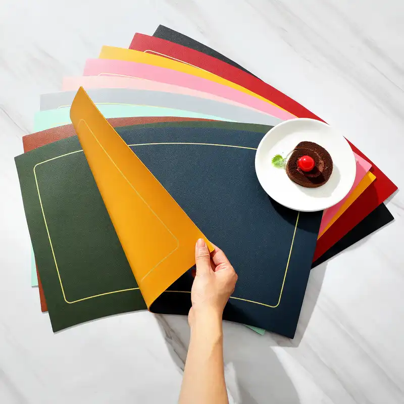 Wholesale wedge-shaped double-sided PVC/PU leather placemats | Anti-slip3