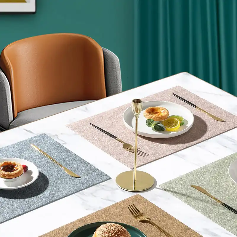 Wholesale Linen-Textured PU Leather Table Mats for Hotels2