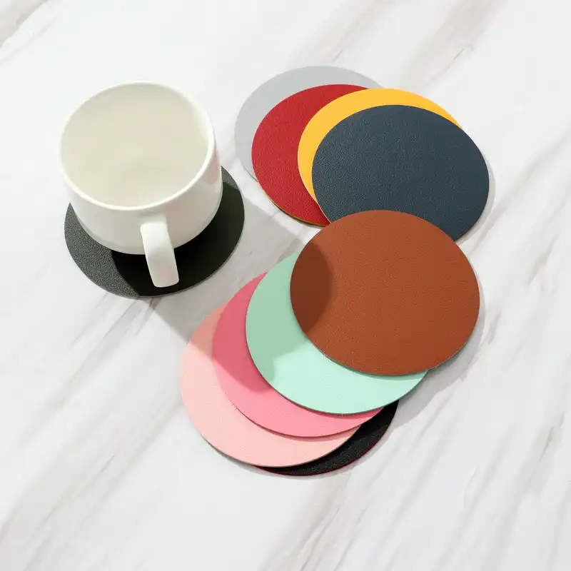 Wholesale Custom Logo Round Leather Coasters | Double-Layer