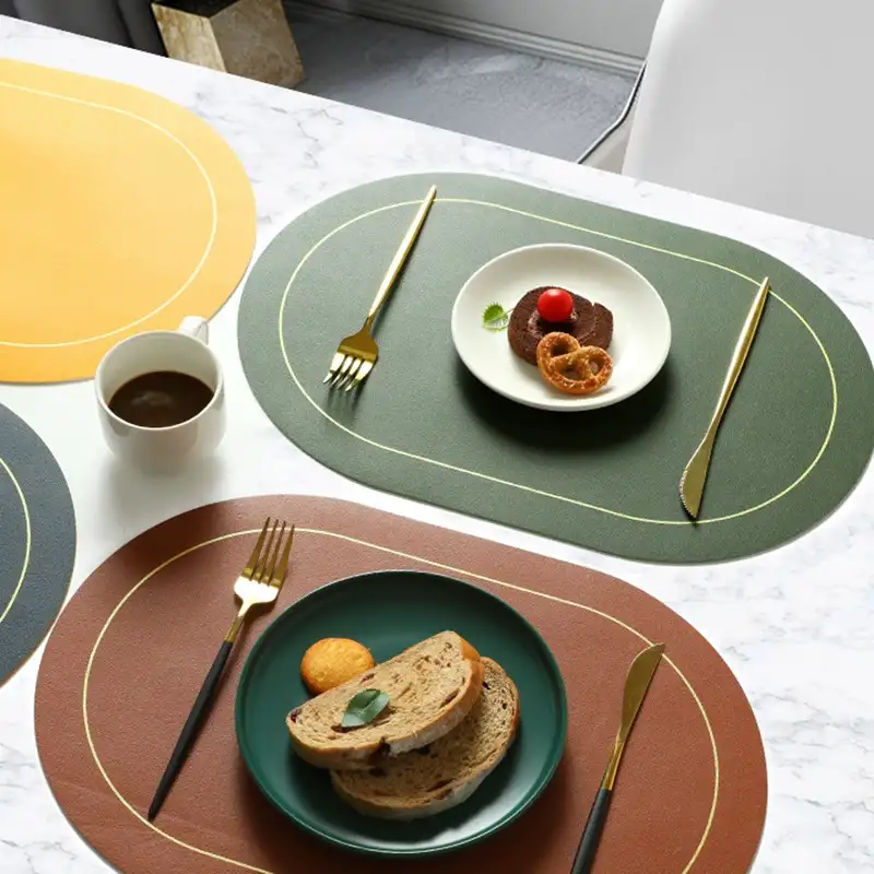 Wholesale Oval PU Leather Table Mats for Hotels & Restaurants2