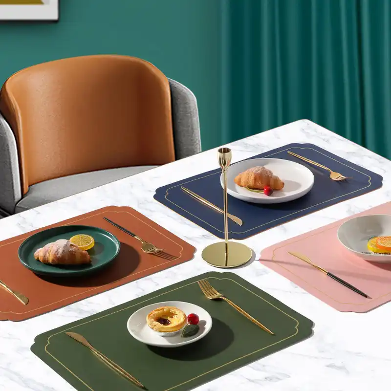Wholesale two-tone PU leather placemats | Waterproof and non-slip3