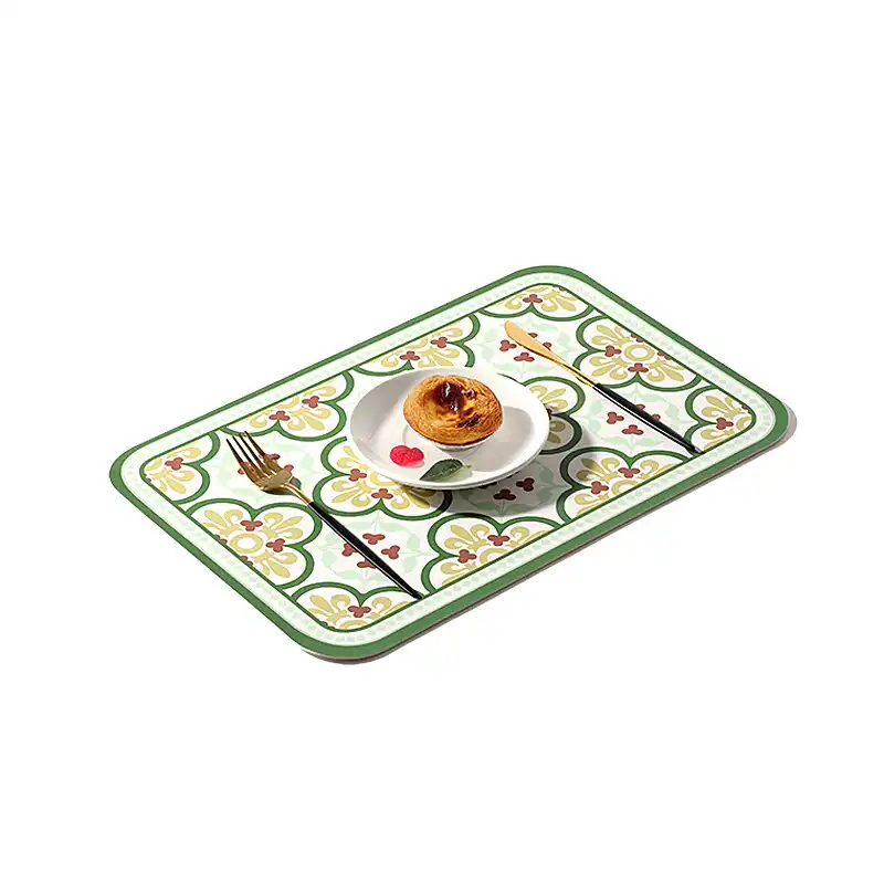 Vintage floral hand-painted leather placemats wholesale5