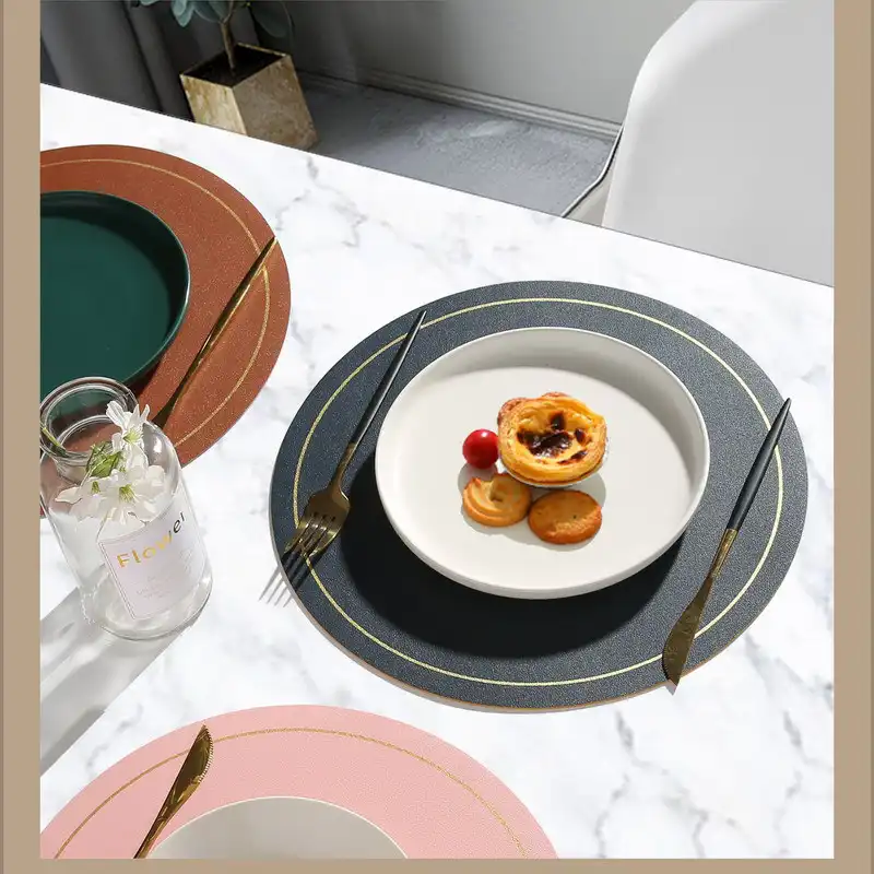 Wholesale extra-large round leather placemats | Waterproof and non-slip4