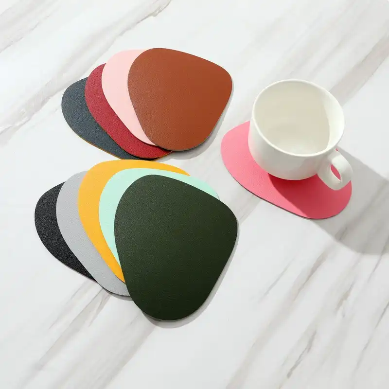 Wholesale Custom Logo Irregular Leather Coasters | Non-Slip