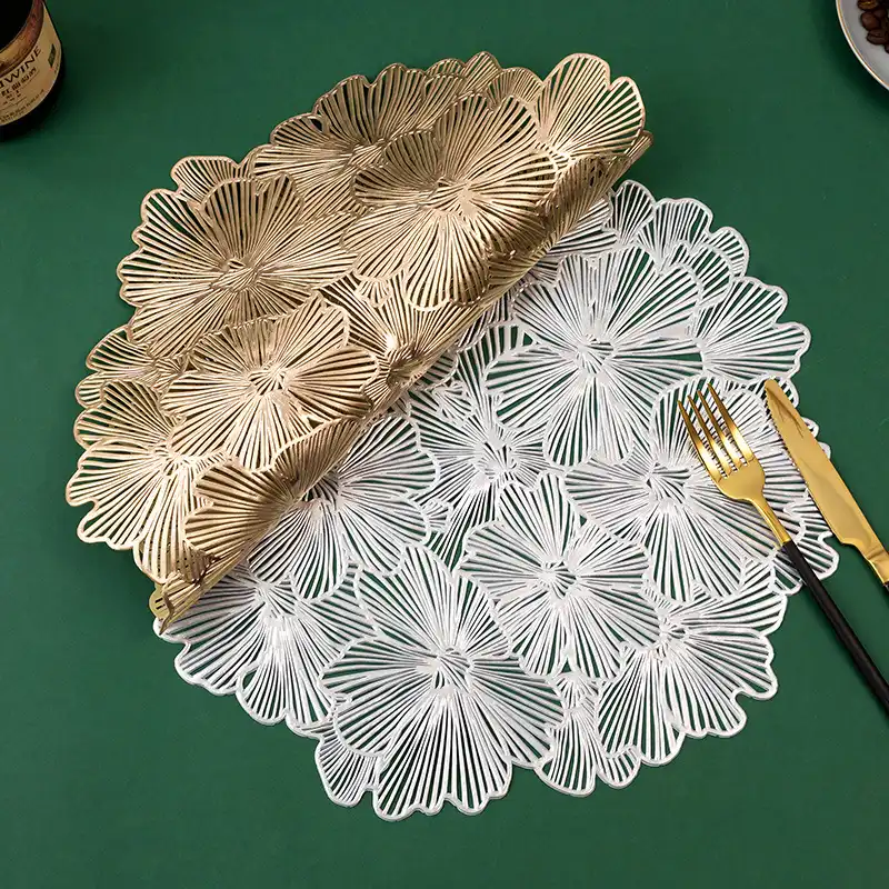 Gold Ginkgo Leaf Cutout Placemats | Heat-Resistant3