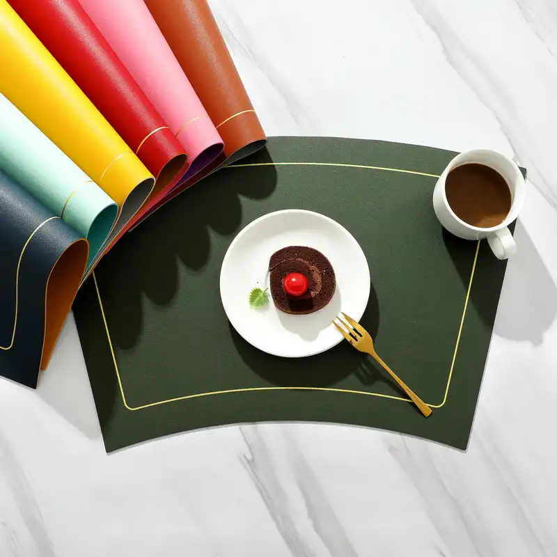 Wholesale wedge-shaped double-sided PVC/PU leather placemats | Anti-slip4