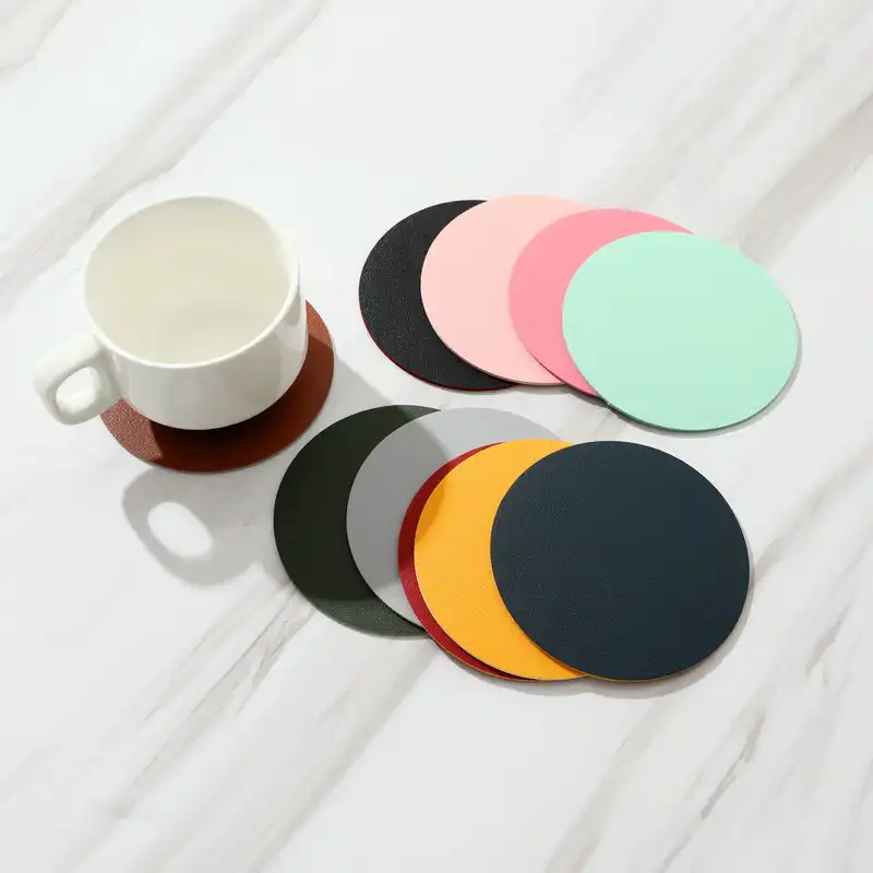 Wholesale Custom Logo Round Leather Coasters | Double-Layer3