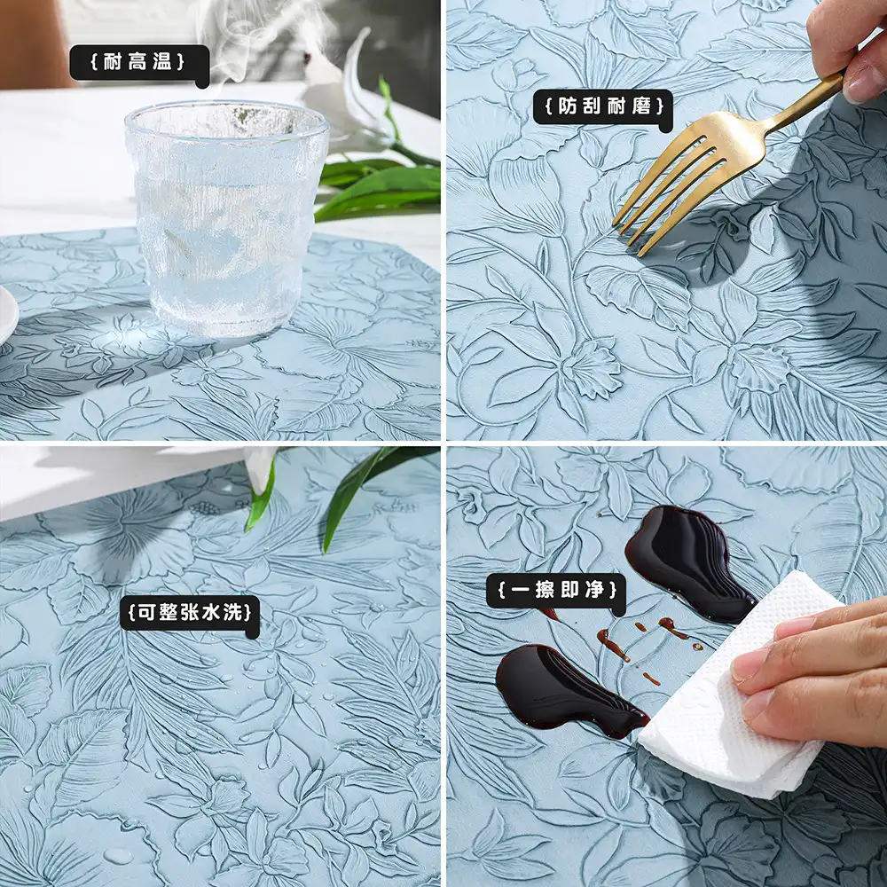 Wholesale Oval Floral PU Leather Placemats for Hotels4