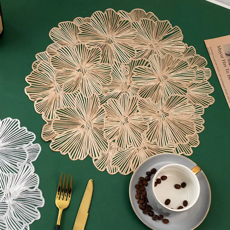 Gold Ginkgo Leaf Cutout Placemats | Heat-Resistant2