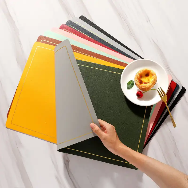 Wholesale Two-Tone PU/PVC Leather Table Mats | Square2