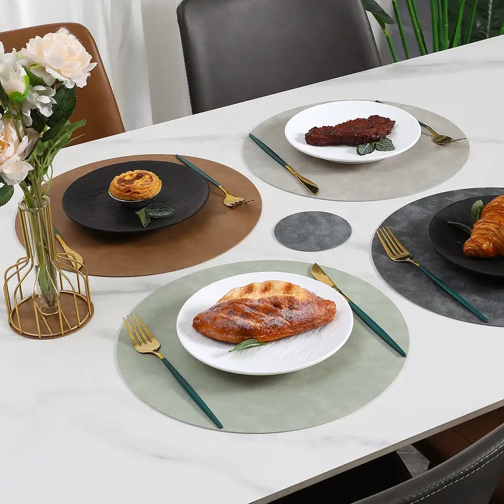Wholesale Round Luxury PU Leather Table Mats for Gifting2