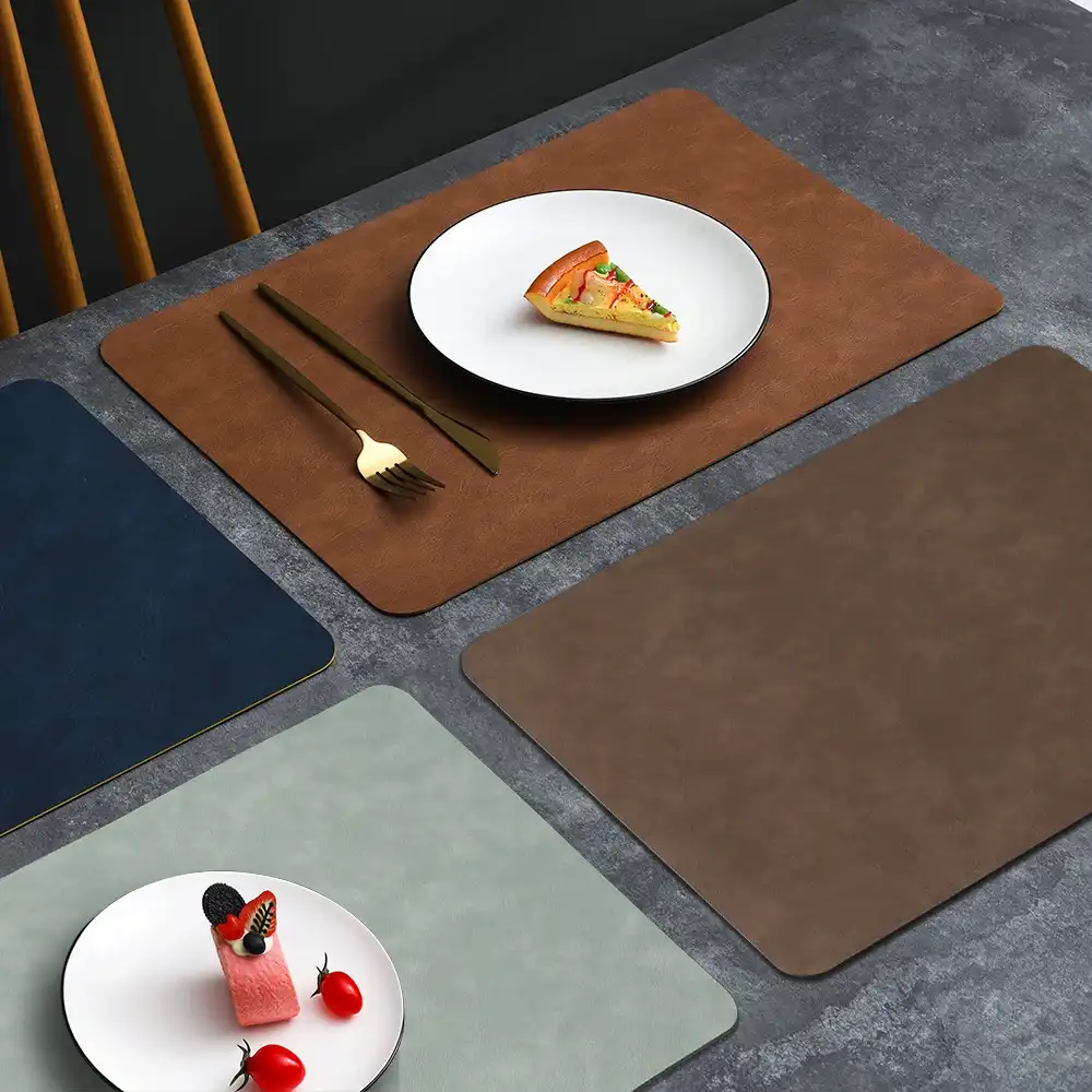 PVC Leather Placemat, Waterproof & Heat Resistant Dining Table Mat for Home, Hotel & Restaurant