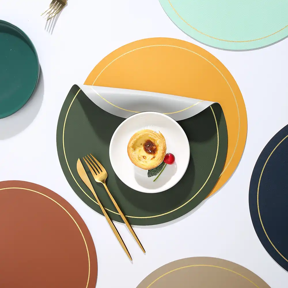 Wholesale extra-large round leather placemats | Waterproof and non-slip