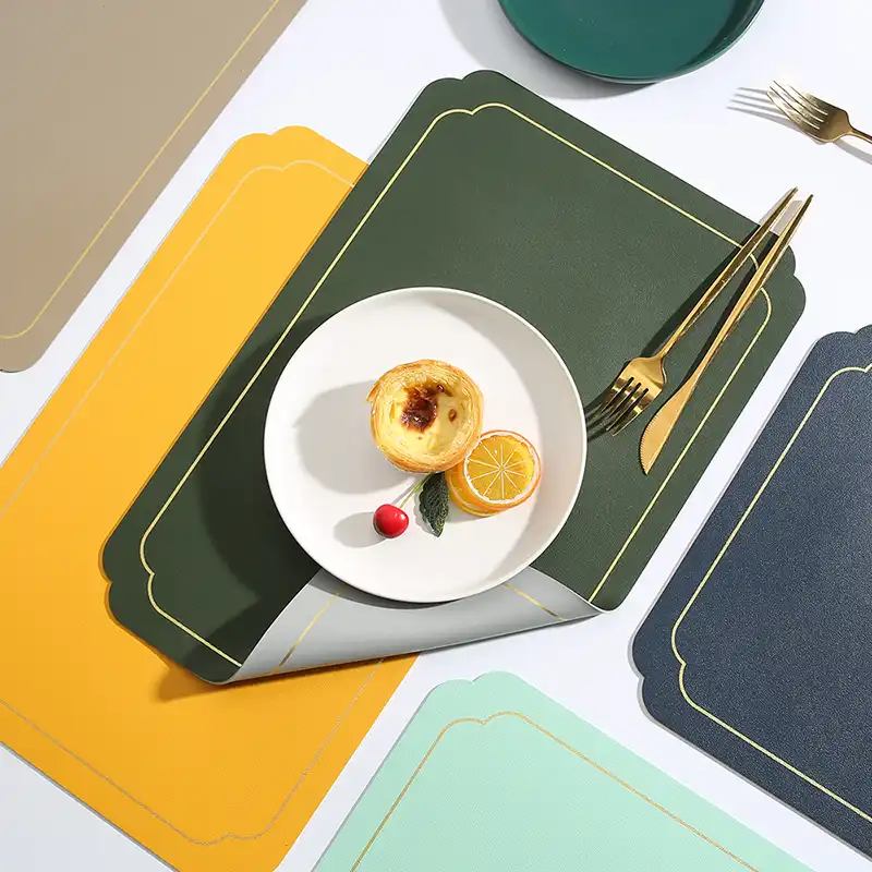 Wholesale two-tone PU leather placemats | Waterproof and non-slip
