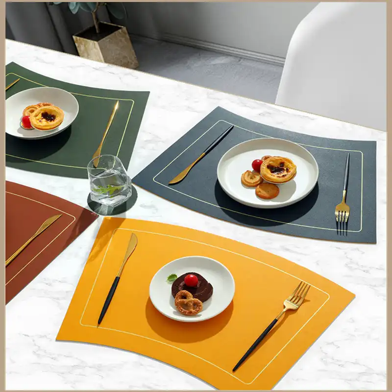 Wholesale wedge-shaped double-sided PVC/PU leather placemats | Anti-slip2