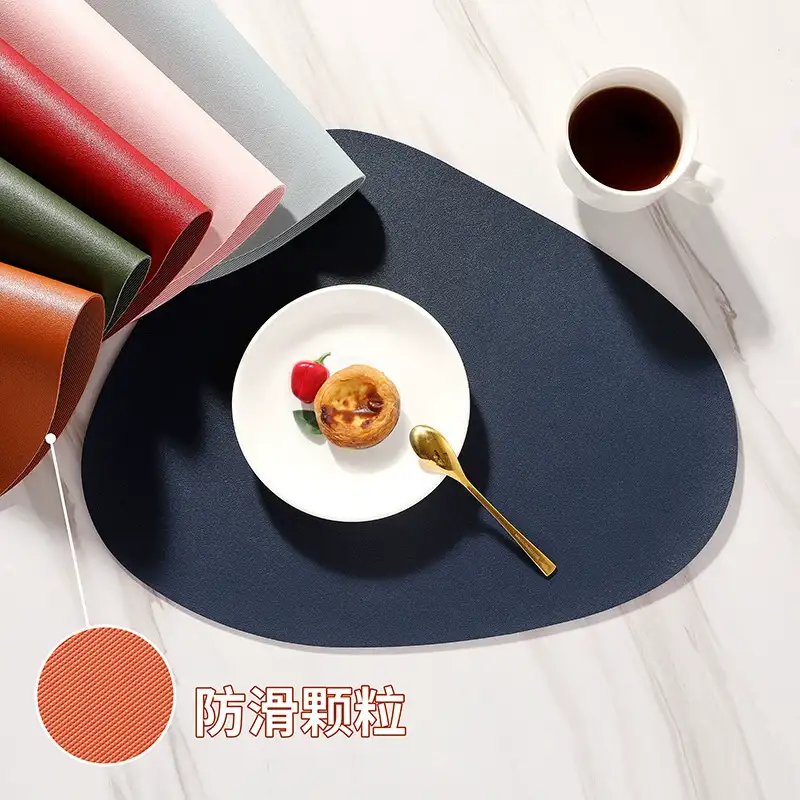 Wholesale Tear-Drop PU Leather Table Mats for Restaurants