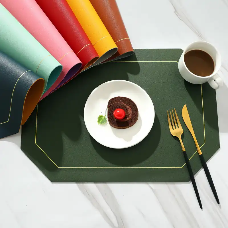 Nordic Solid Color PU Leather Table Mats | Oil-Proof