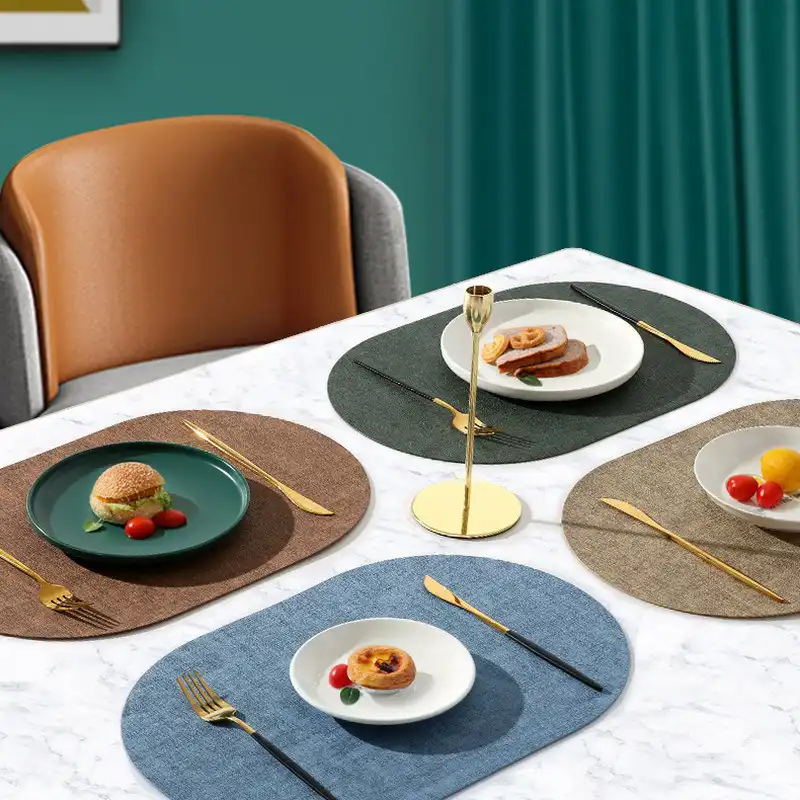 Factory Direct Linen-Textured PU Leather Placemats3