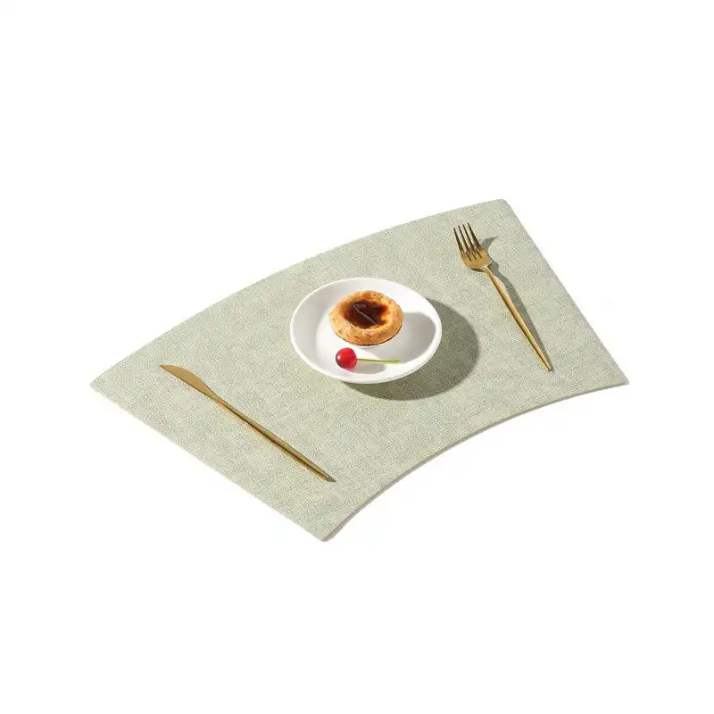 Wholesale Chinese-style linen textured wedge leather placemats5
