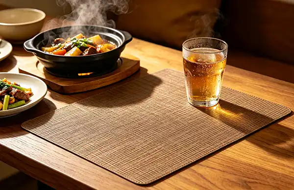 Square Metallic Faux Leather PVC Placemats