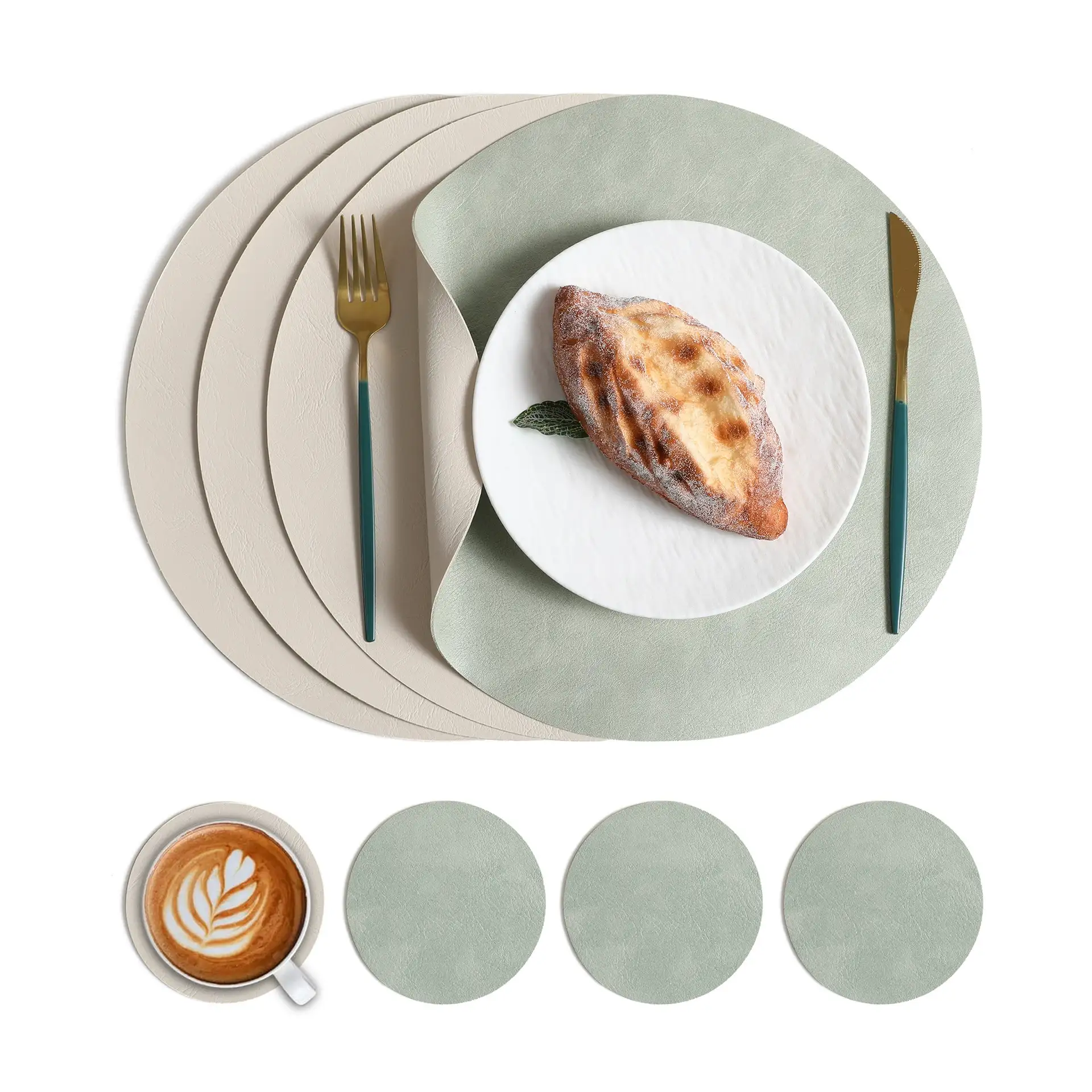 Wholesale Round Luxury PU Leather Table Mats for Gifting