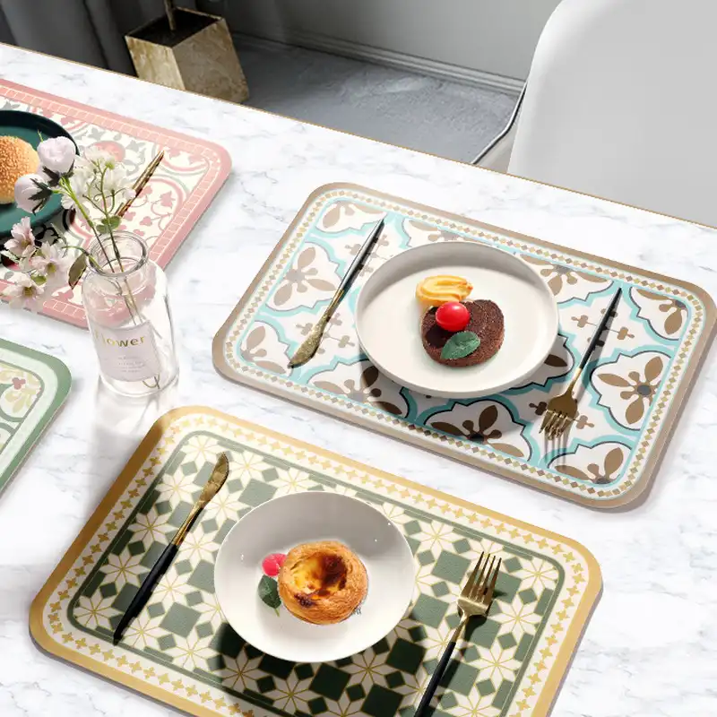 Vintage floral hand-painted leather placemats wholesale2