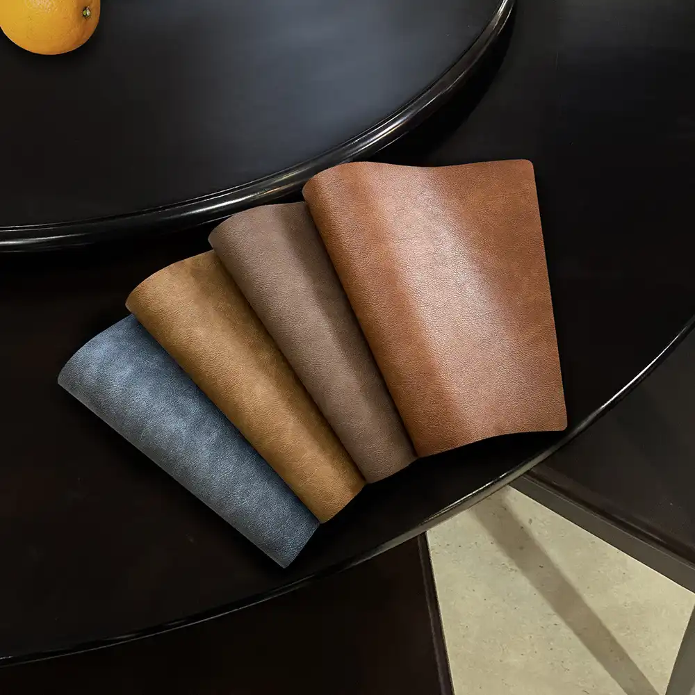 Wholesale fan-shaped pebble-patterned leather placemats | Heat resistan4