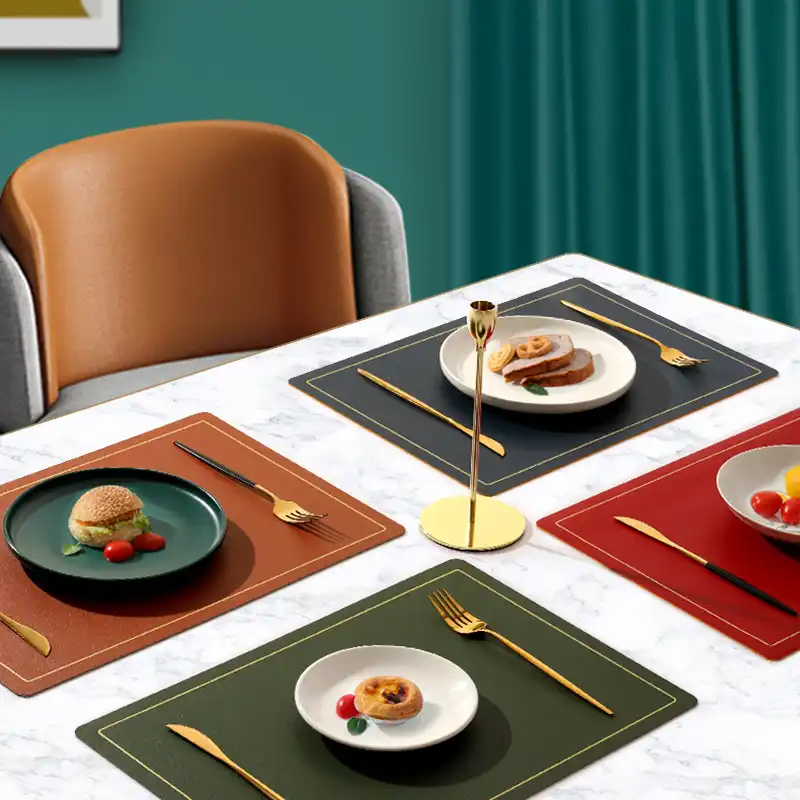 Wholesale Two-Tone PU/PVC Leather Table Mats | Square4