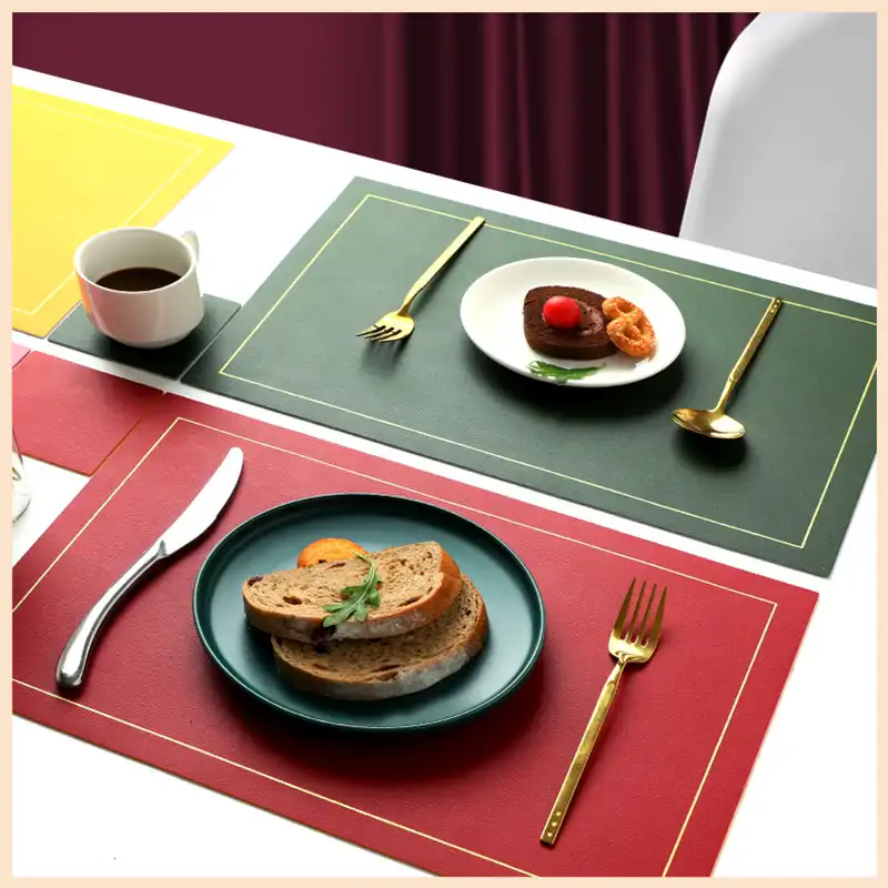 Nordic Solid Color PU Leather Table Mats | Waterproof4