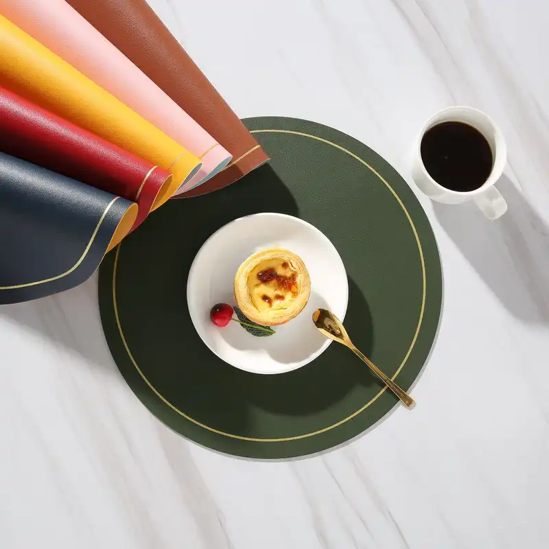 Wholesale extra-large round leather placemats | Waterproof and non-slip2