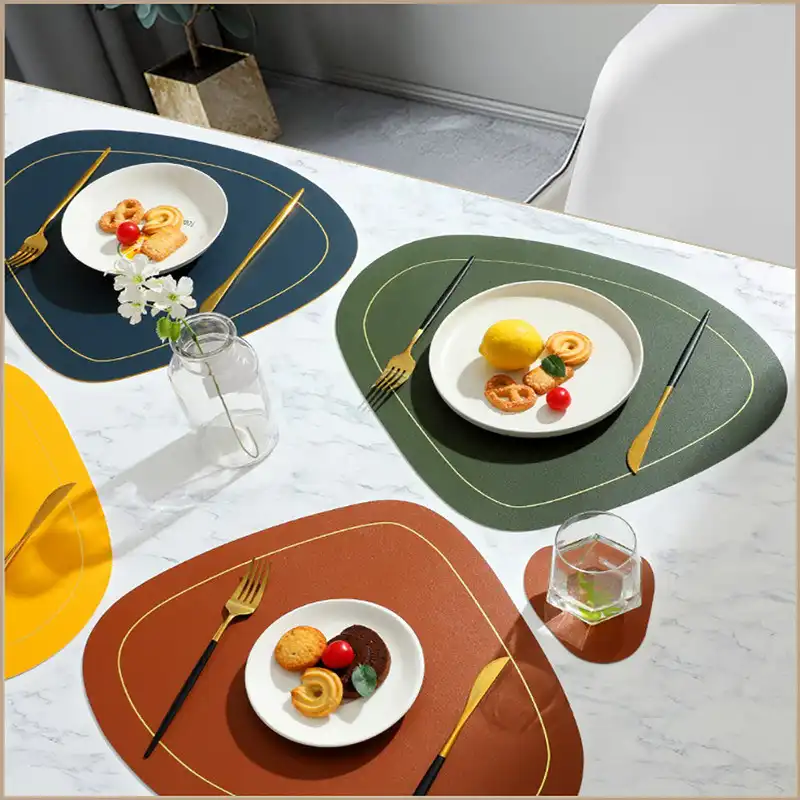 Wholesale Irregular PU Leather Table Mats for Hotels5