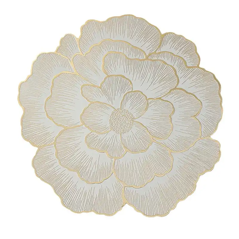 Wholesale Golden Peony Flower Pattern PVC Placemat | Heat Resistant5