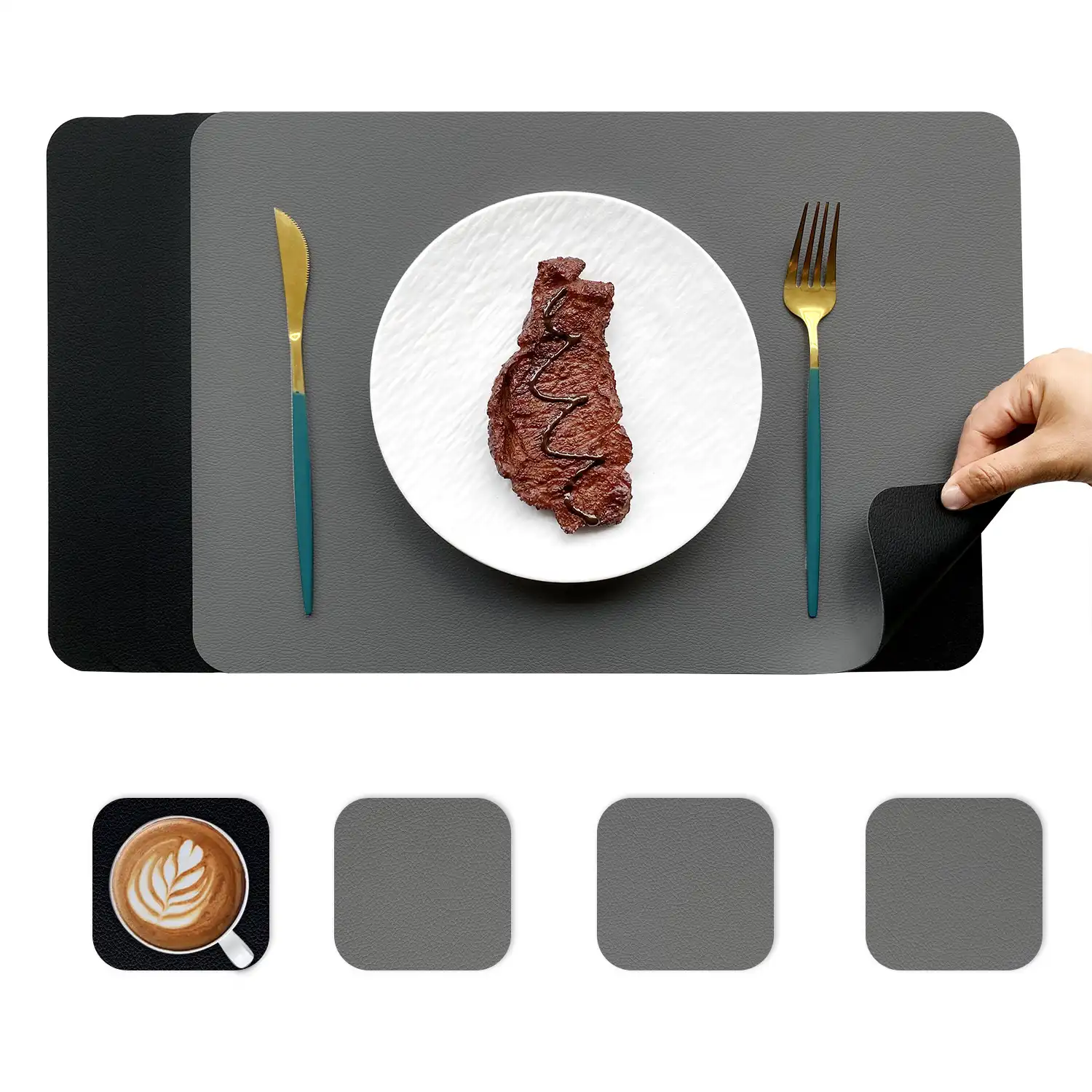 Wholesale Reversible PU/PVC Leather Table Mats for Hotels