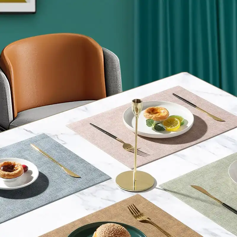 Square Cloth Texture Leather Placemat For Home Hotel Wholesale3