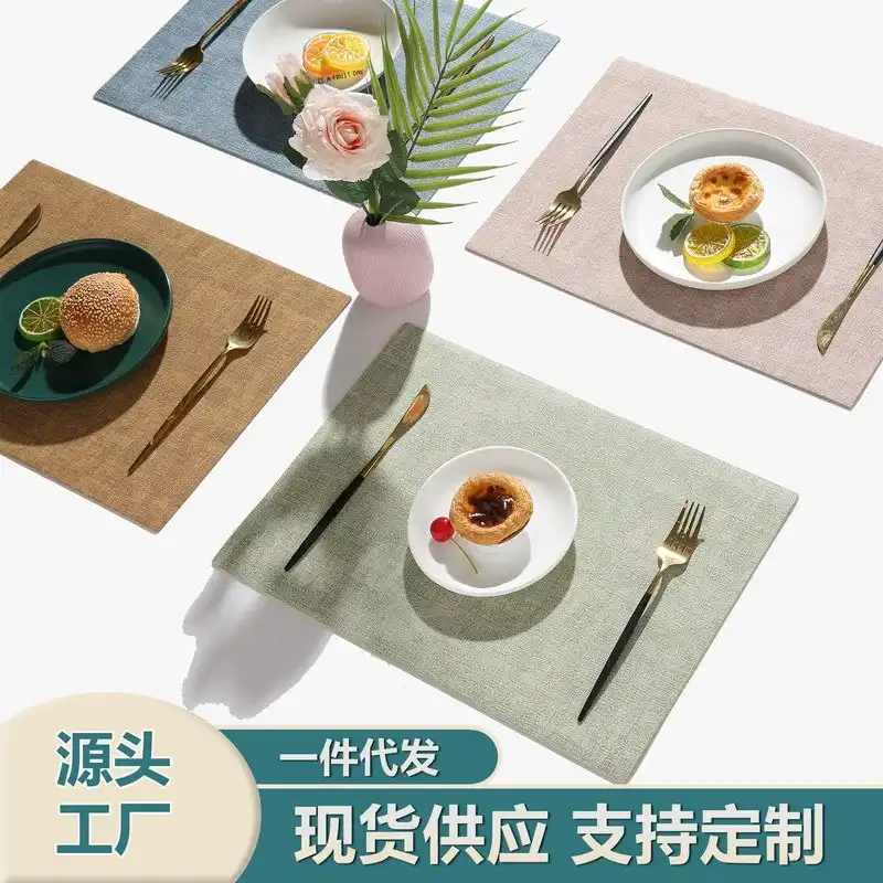 Square Cloth Texture Leather Placemat For Home Hotel Wholesale2