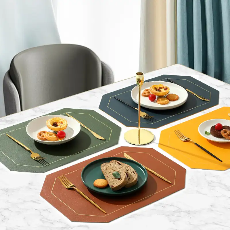 Nordic Solid Color PU Leather Table Mats | Oil-Proof3