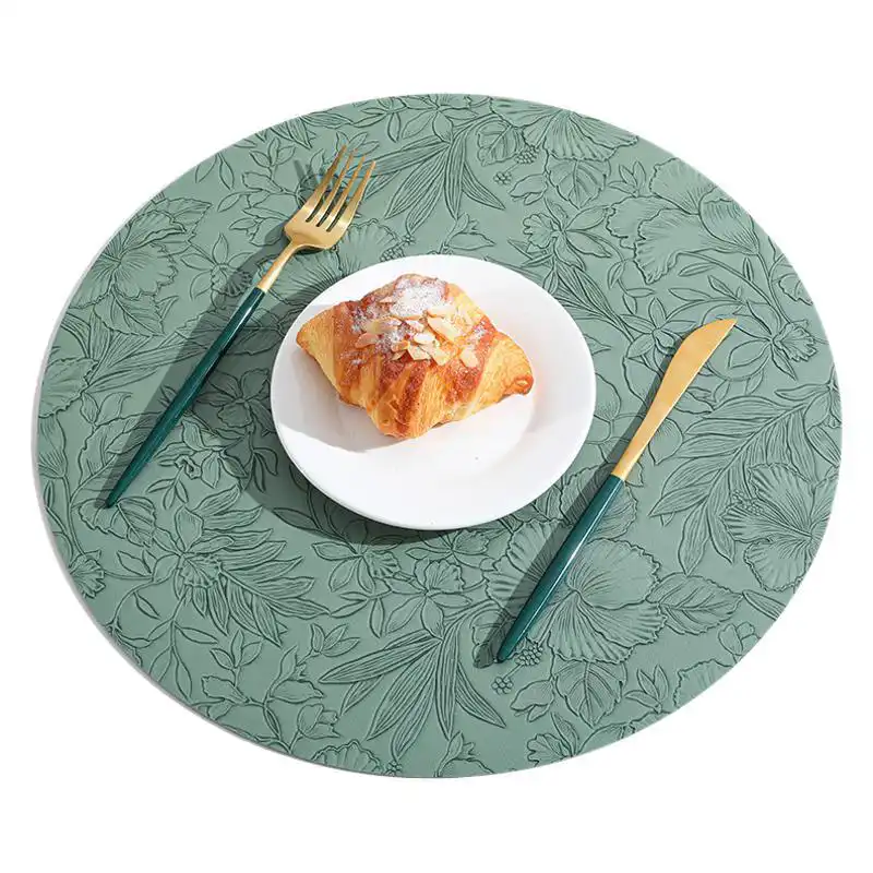 Round double-sided genuine leather placemats | Luxury non-slip wholesale