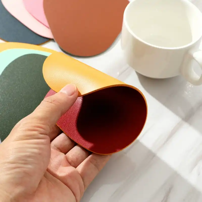 Wholesale Custom Logo Irregular Leather Coasters | Non-Slip3