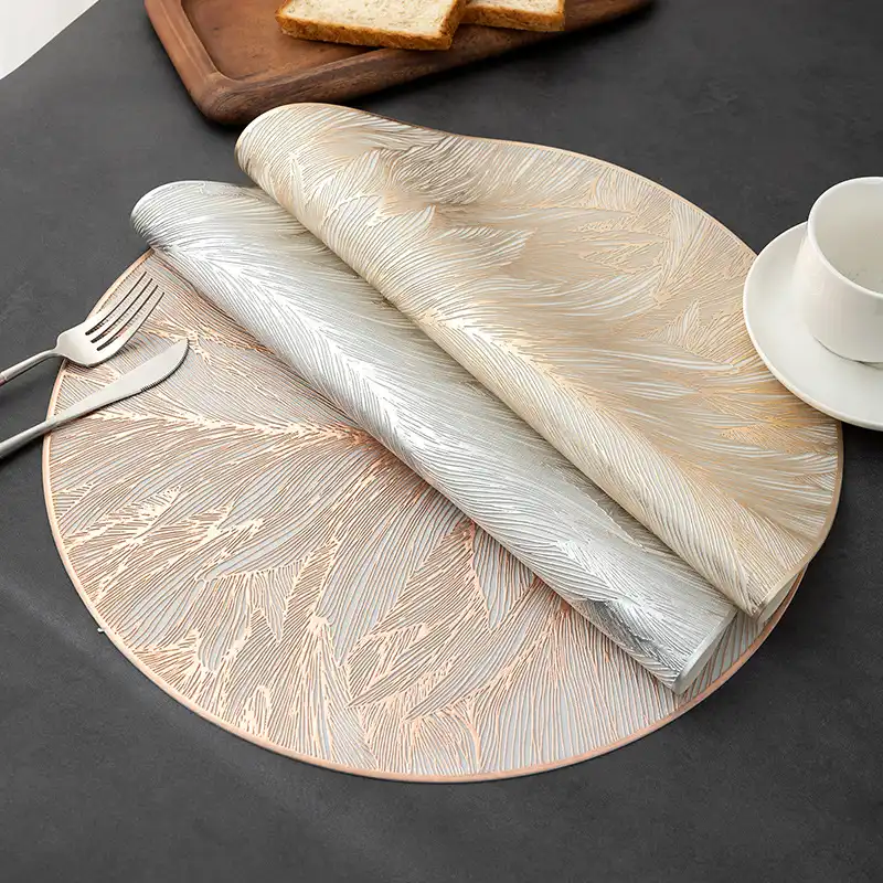 Thickened metallic gold PVC placemats wholesale | Heat resistant