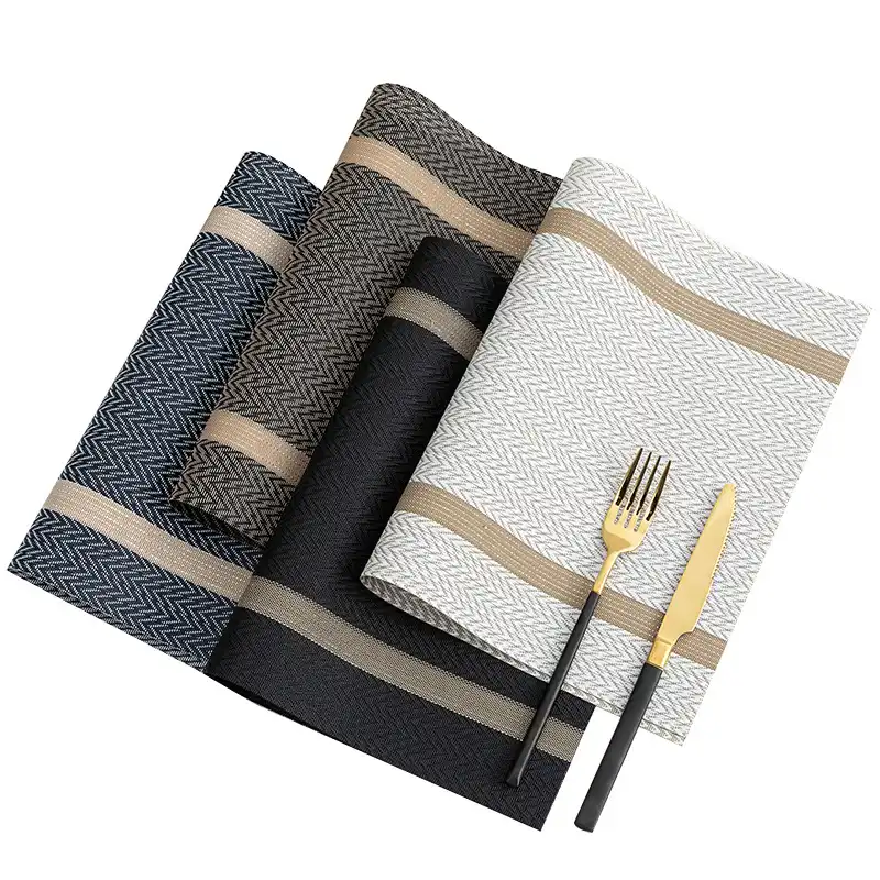 Wholesale Gold Thread PVC Table Mats for Restaurants5