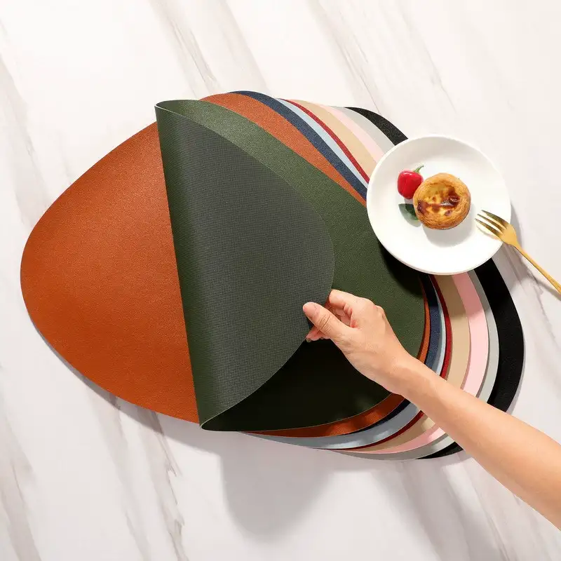 Wholesale Tear-Drop PU Leather Table Mats for Restaurants2
