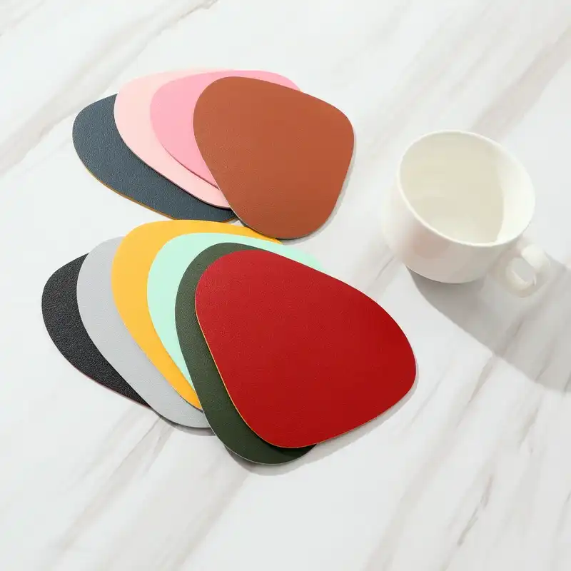 Wholesale Custom Logo Irregular Leather Coasters | Non-Slip5