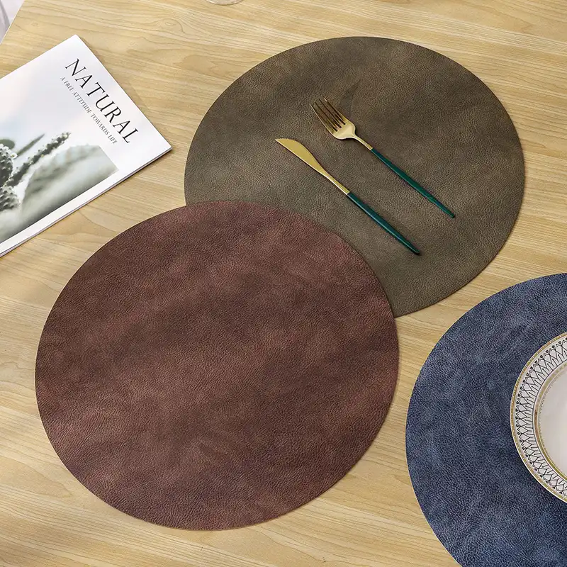 Wholesale Modern Round Faux Leather Table Mat | Easy to Wipe Clean