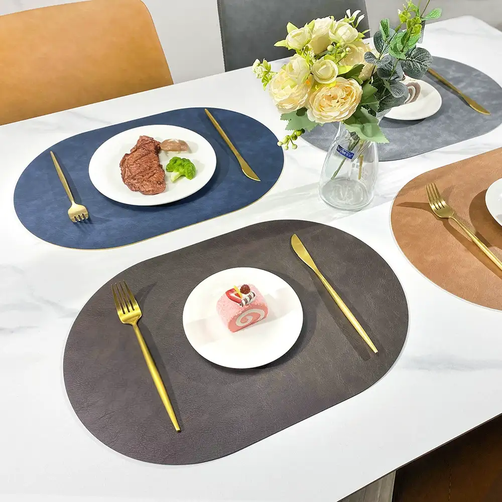Wholesale Oval PU Leather Table Mats for Hotels & Restaurants