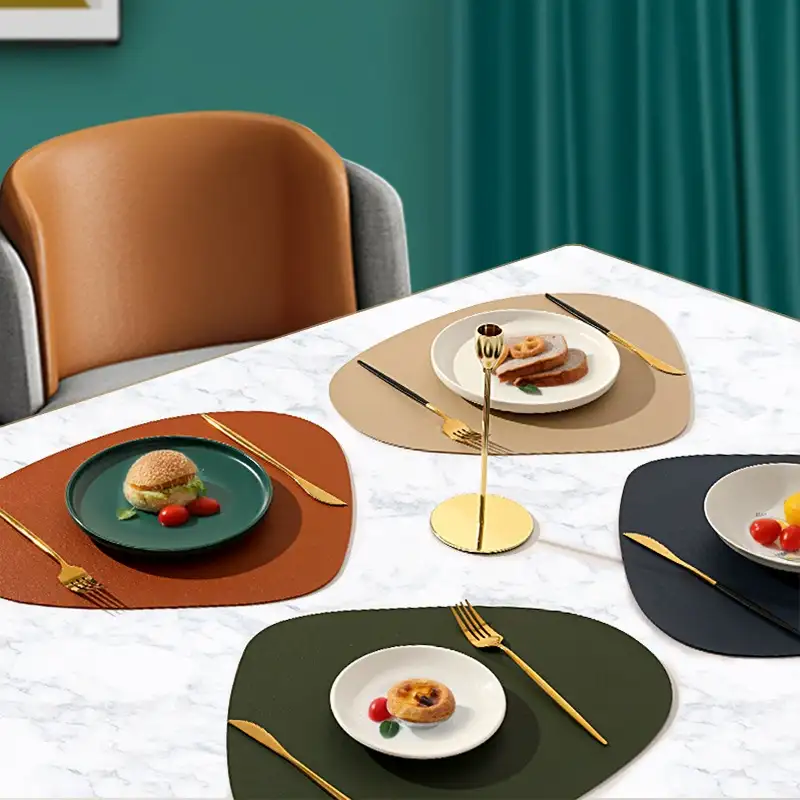 Wholesale Tear-Drop PU Leather Table Mats for Restaurants4