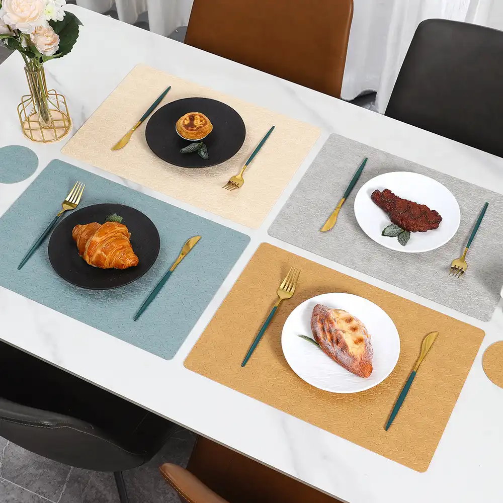 Wholesale Nordic Textured PU Leather Table Mats for Hotels