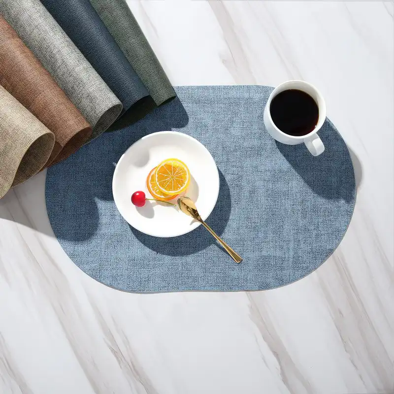 Factory Direct Linen-Textured PU Leather Placemats2